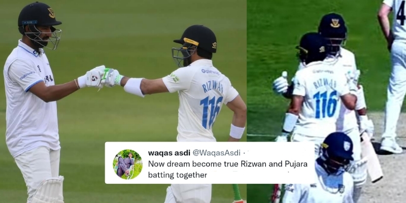"Divided by England, United by England" -Fans react as Cheteshwar Pujara and Mohammad Rizwan get along in Partnership in the County Championship
