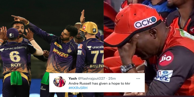 "Russell has given a hope to KKR" - Twitter reacts after KKR beat SRH by 54 runs.