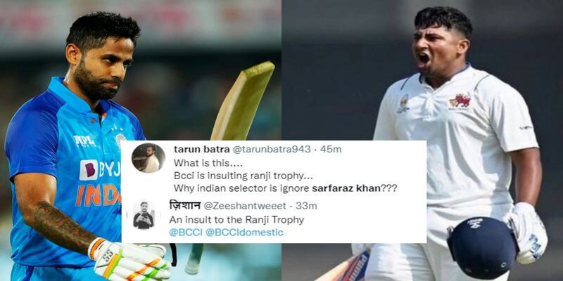 "BCCI is insulting Ranji Cricket"- Twitter rips apart BCCI for selecting Suryakumar Yadav over Sarfaraz Khan after consistent performance in Ranji Trophy